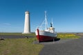 Lighthouse and boat in Iceland