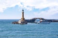 Lighthouse Bridge On Bay Royalty Free Stock Photo