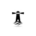 Lighthouse building icon with shadow Royalty Free Stock Photo