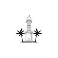 Lighthouse building monitoring icon logo design vector illustration template