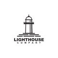 Lighthouse building monitoring icon logo design vector illustration template