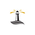 Lighthouse building monitoring icon logo design vector illustration template