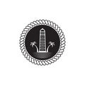 Lighthouse building monitoring icon logo design vector illustration template