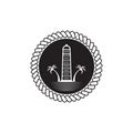 Lighthouse building monitoring icon logo design vector illustration template