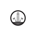 Lighthouse building monitoring icon logo design vector illustration template