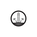 Lighthouse building monitoring icon logo design vector illustration template