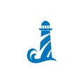 Lighthouse building monitoring icon logo design vector illustration template