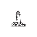 Lighthouse building monitoring icon logo design vector illustration template