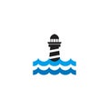 Lighthouse building monitoring icon logo design vector illustration template