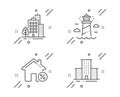 Lighthouse, Buildings and Loan house icons set. University campus sign. Vector