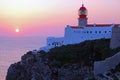 Lighthouse Cabo Vicente in Sagres Portugal at sunset