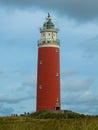 The Eierland lighthouse with cloudy sky, Texel Island, Netherlands Royalty Free Stock Photo