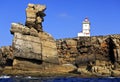 Lighthouse at Cape Carvoeiro, Nau dos Corvos. Peniche, Portugal. Royalty Free Stock Photo