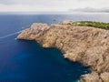 Lighthouse at Cape Formentor in Coast of North Mallorca, Spain. Artistic sunrise and dusk landascape Royalty Free Stock Photo