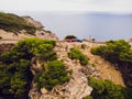 Lighthouse at Cape Formentor in Coast of North Mallorca, Spain. Artistic sunrise and dusk landascape Royalty Free Stock Photo