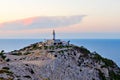 Lighthouse at Cape Formentor in the Coast of North Mallorca, Spain Balearic Islands . Royalty Free Stock Photo