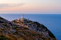 Lighthouse at Cape Formentor in the Coast of North Mallorca, Spain Balearic Islands . Royalty Free Stock Photo