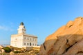 Lighthouse at Capo Testa, Sardinia, Italy Royalty Free Stock Photo