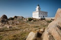 Lighthouse at the Capo Testa, Sardinia, Italy Royalty Free Stock Photo