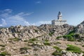 Lighthouse at the Capo Testa, Sardinia, Italy Royalty Free Stock Photo