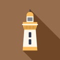 Lighthouse casting long shadow on brown background Royalty Free Stock Photo