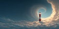 Lighthouse in Celestial Cloudscape Hope Guidance and Inspiration Royalty Free Stock Photo