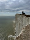 Lighthouse on the chalk cliff of South Downs near Eastbourne, England, United Kingdom, July 2023