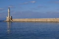 Lighthouse of Chania, the old port, Crete island, Greece Royalty Free Stock Photo