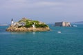 lighthouse and Chateau du Taureau, Pointe de Pen al Lann, Britta Royalty Free Stock Photo