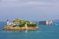 lighthouse and Chateau du Taureau, Pointe de Pen al Lann, Britta Royalty Free Stock Photo