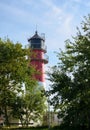 Lighthouse in the city of Buesum, famous tourist resort on the North Sea coast in Germany Royalty Free Stock Photo