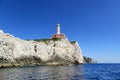 Lighthouse on cliff, Punto Carena - Capri island - Italy Royalty Free Stock Photo