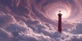 Lighthouse in the Clouds A Celestial Vision Royalty Free Stock Photo