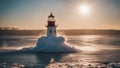 lighthouse on the coast the lighthouse is a giant ice that is melting in the sun Marblehead Lighthouse Royalty Free Stock Photo