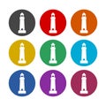 Lighthouse color icon set isolated on white background