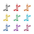 Lighthouse color icon set isolated on white background