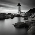 A Lighthouse Contrast Highlights Vintage Backlighting