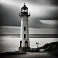 A Lighthouse Contrast Highlights Vintage Backlighting