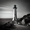 A Lighthouse Contrast Highlights Vintage Backlighting