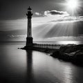 A Lighthouse Contrast Highlights Vintage Backlighting