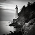 A Lighthouse Contrast Highlights Vintage Backlighting