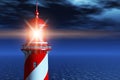 Lighthouse at dark night in ocean