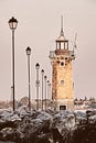 Lighthouse of Desenzano del Garda, Italy, at evening light Royalty Free Stock Photo