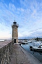 Lighthouse in Desenzano del Garda at sunset, lake Garda, Italy Royalty Free Stock Photo