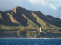 Lighthouse, Diamond Head Crater, and coastline Royalty Free Stock Photo