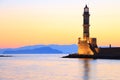 Lighthouse in dusk colors Chania Crete Royalty Free Stock Photo