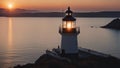 lighthouse at dusk overlooking the peaceful sea