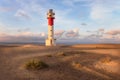 Lighthouse at El Fangar Beach at sunset, Deltebre Royalty Free Stock Photo