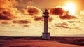 Lighthouse at El Fangar, in the Ebro Delta, in Spain Royalty Free Stock Photo