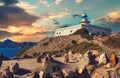 Lighthouse El Hoyo in Portman village Royalty Free Stock Photo